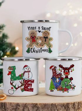 Deer Snowmen Printed Coffee Mugs Xmas Drink Dessert Hot Coco