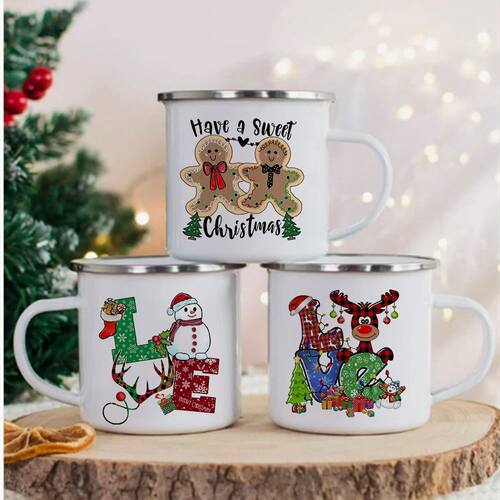 Deer Snowmen Printed Coffee Mugs Xmas Drink Dessert Hot Coco