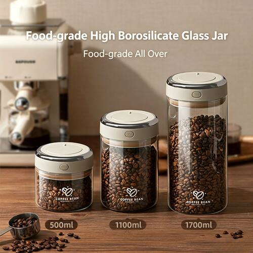 Glass Food Storage Jars 500/1100/1700 Coffee Beans Vacuum Se