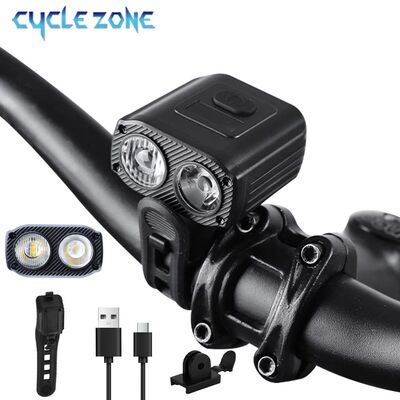 LED Bicycle Front Light Type-C Changeable Bike Head lamp Nig