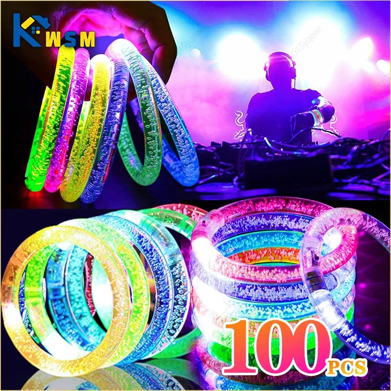 1-100PCS Halloween LED Acrylic Glow Bracelet Concert Support