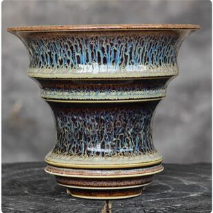 Glazed Round Blue Porcelain Root Crops Pot,Home Doecortion G