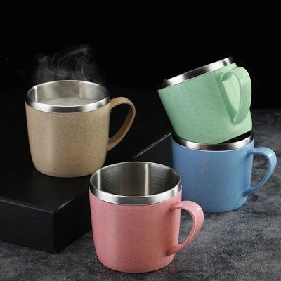 Double Layer Anti-scalding Stainless Steel Cups Plastic Hand