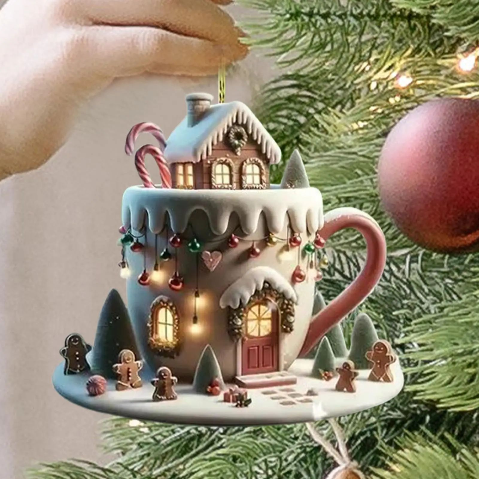 Christmas Decor Coffee Cup Ornaments 2D Acrylic flat Christm