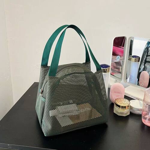New Large Capacity Mesh Bag with handle Travel Toiltery Make