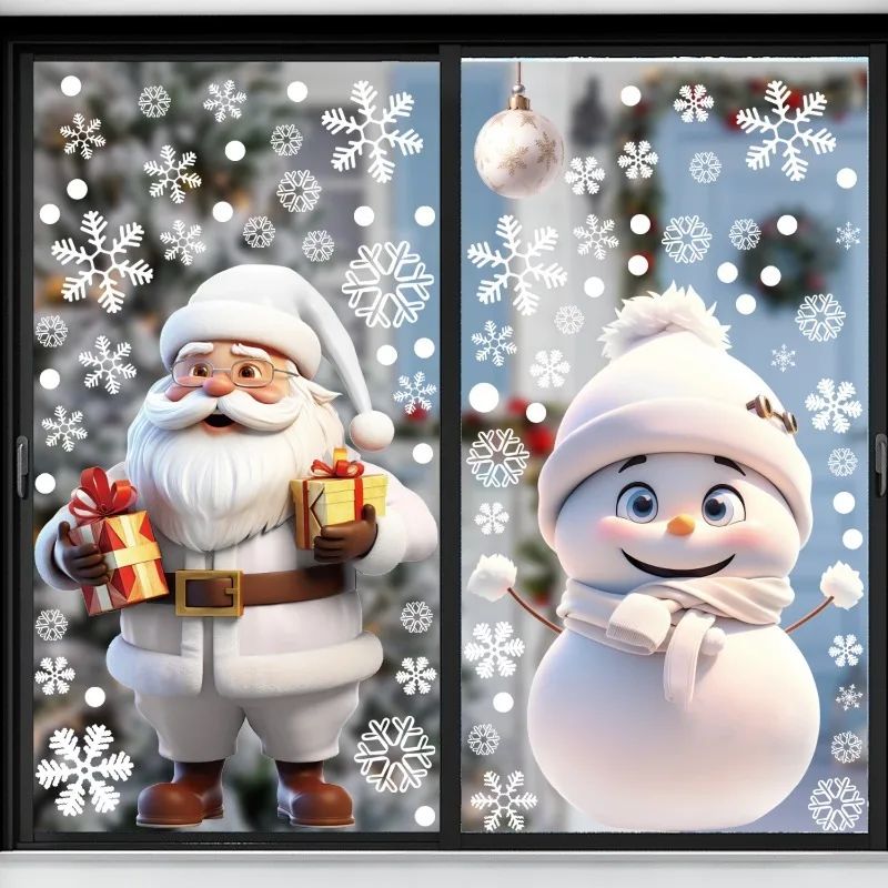 1/4pcs Christmas Decor Window Sticker Reusable Snowflake Sno