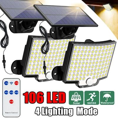 106 LED Solar Motion Light Outdoor Separate Panel Solar Floo