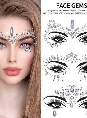 3D Rhinestone Face Sticker Festival Party Glitter Diamond Ma