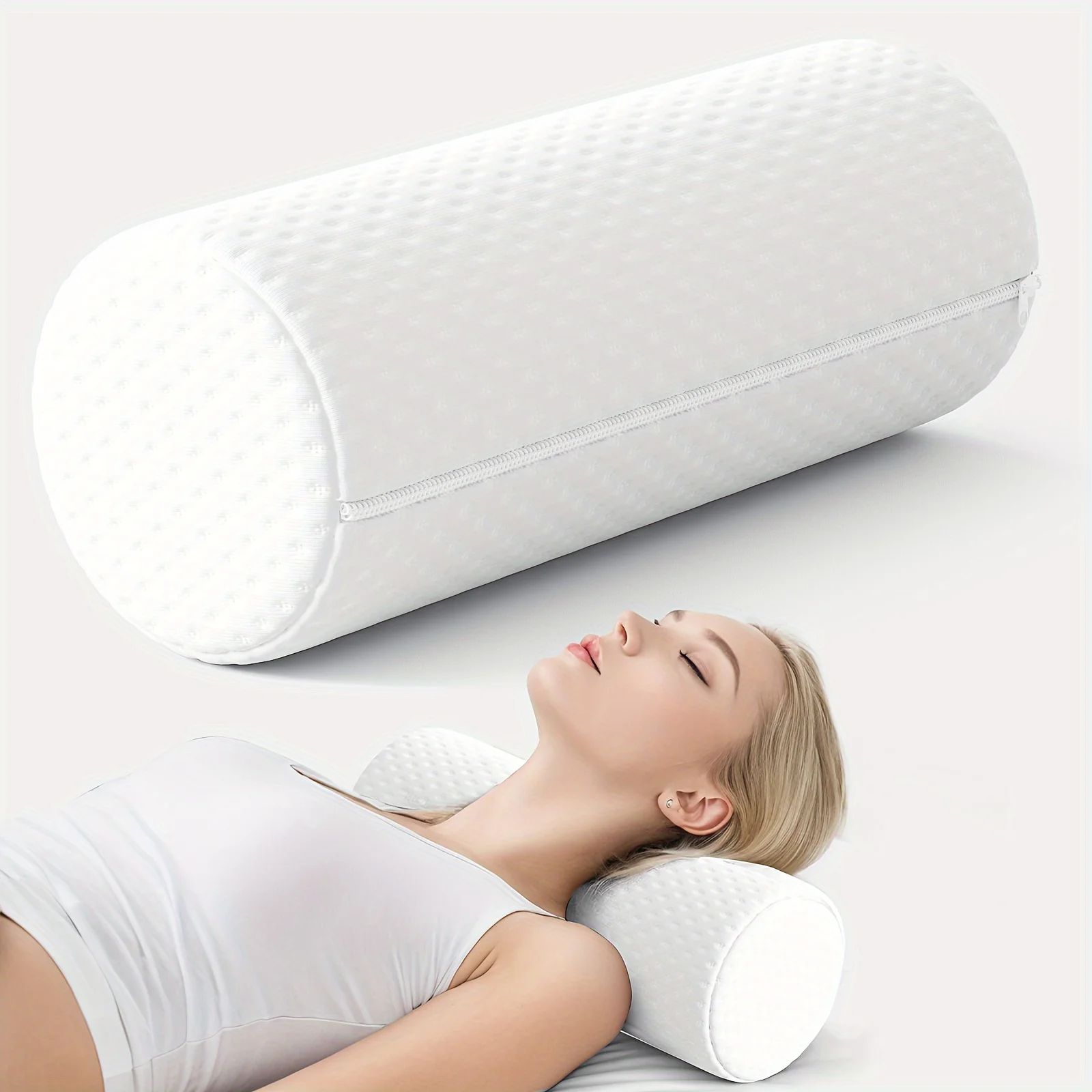 1 pcs  Round Cervical Roll Pillow with Removable Washable Co