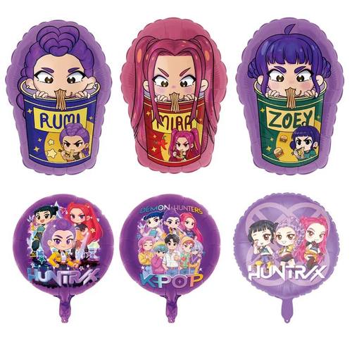 7pcs Kpop Demon Hunters Birthday Balloon Decoration Set Musi