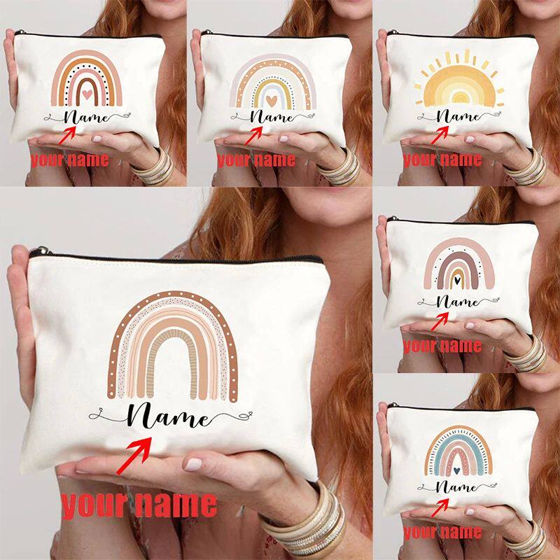 Rainbow Teacher Name Makeup Bag Personalized Graduation Gift