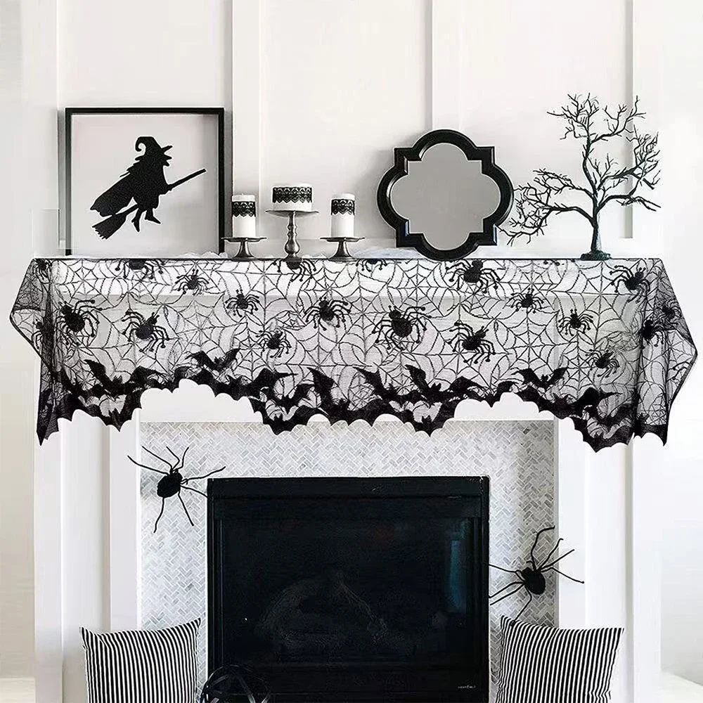 Runto 1pc Lace Spider Web Tablecloth ,Halloween Party Table