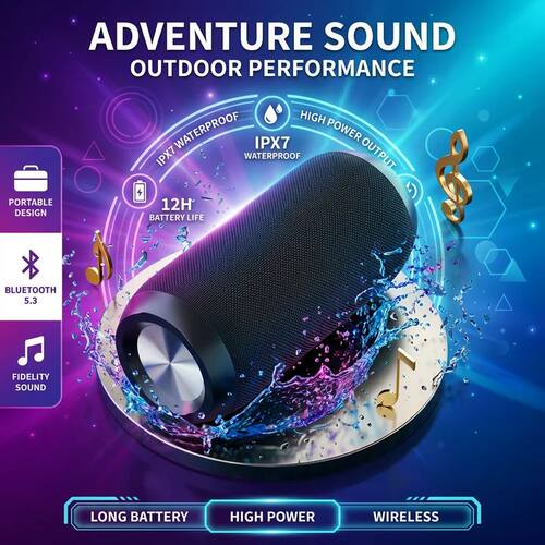 Bluetooth Speaker Bass Powerful Portable Long Battery Life W