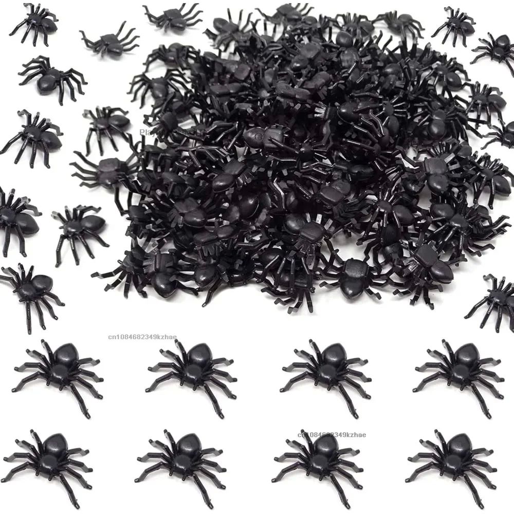 20/50pcs Halloween Spiders Decorations Small Black Plastic S