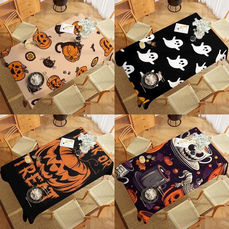 Halloween Cat & Pumpkin Restaurant Kitchen Tablecloth Living