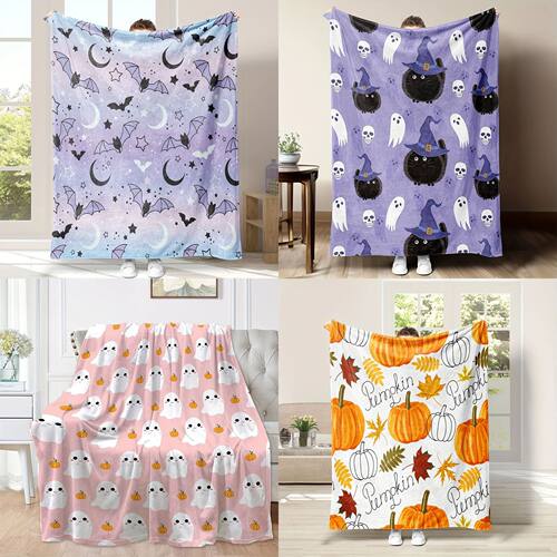 Halloween Blanket Moon Bat Sofa Blanket Ghost Pumpkin Bed Bl