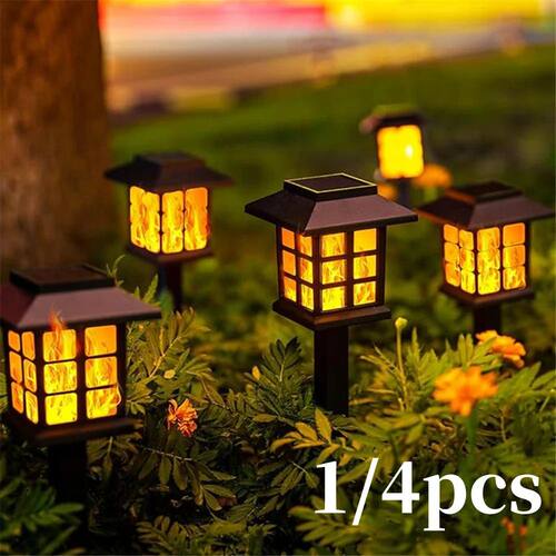 1/2/4pcs 10LEDS Solar Flame Torch Light Flickering Light Wat