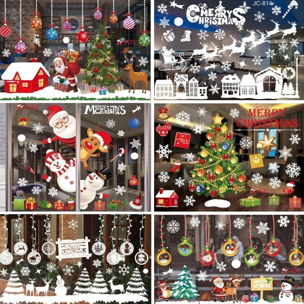 Christmas Window Stickers Merry Christmas Decoration for Hom
