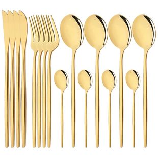 Dinnerware Gold Set Stainless Cutlery 16Pcs Steel Mirror