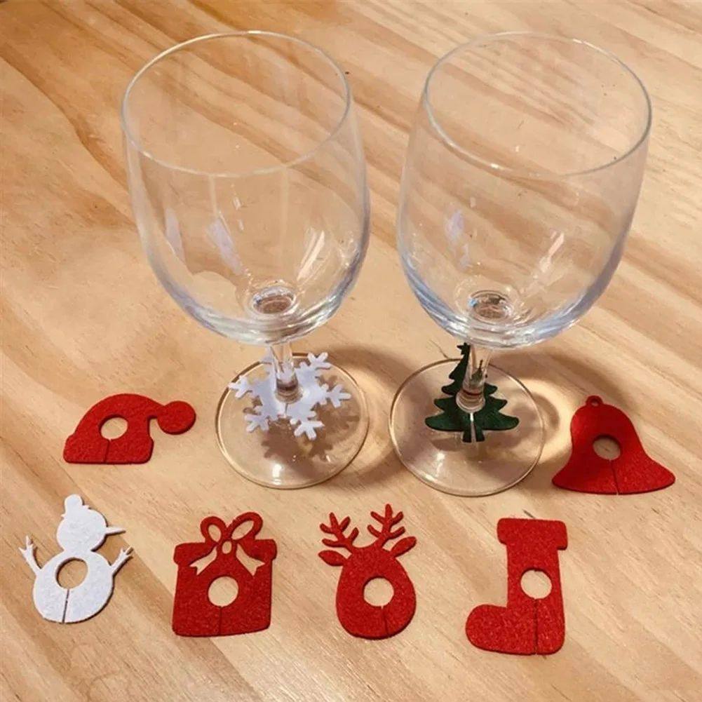 10pcs Christmas Cup Decoration Card Ring Home Decoration Fel