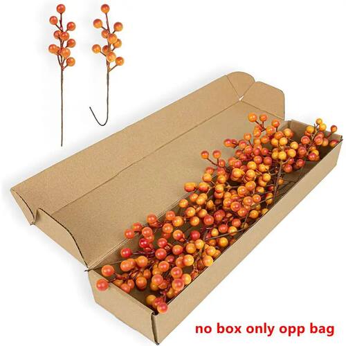 21CM Foam Artificial Holly Berry Orange Berry Branches for A
