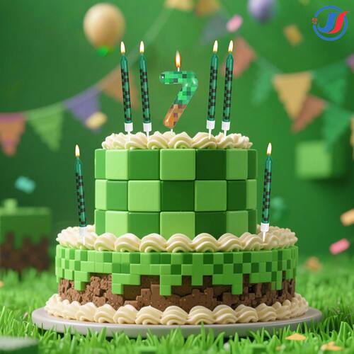 7Pcs Retro Pixel Birthday Cake Candles Topper for Pixel Them