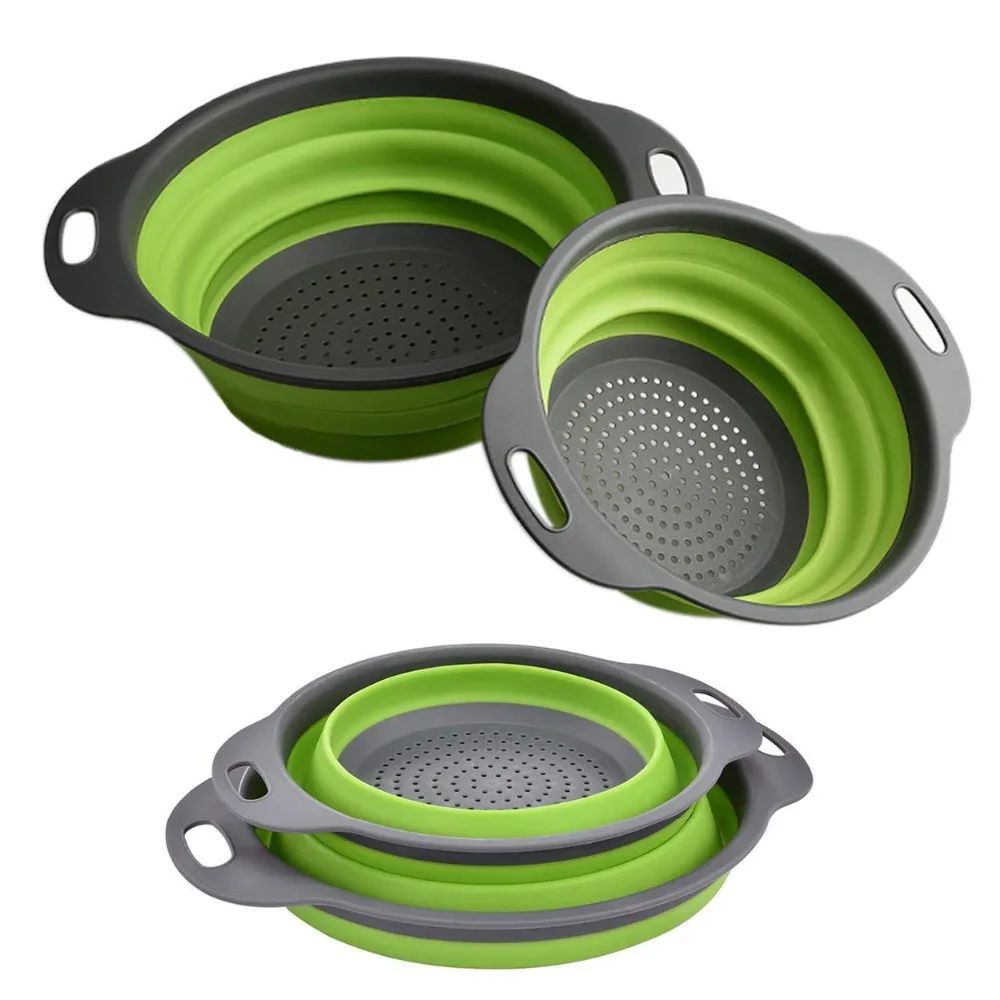 Round Folding Colander BPA Free Fruits Vegetables Washing Dr