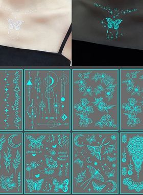 Blue Luminous Glow Tattoo Sticker Waterproof Temporary Finge