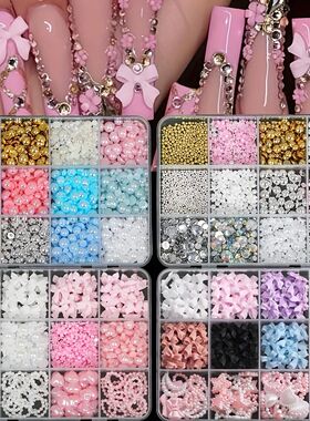 500PCS 3D Nail Art Decoration Kit with Resin Bows, Flat Back