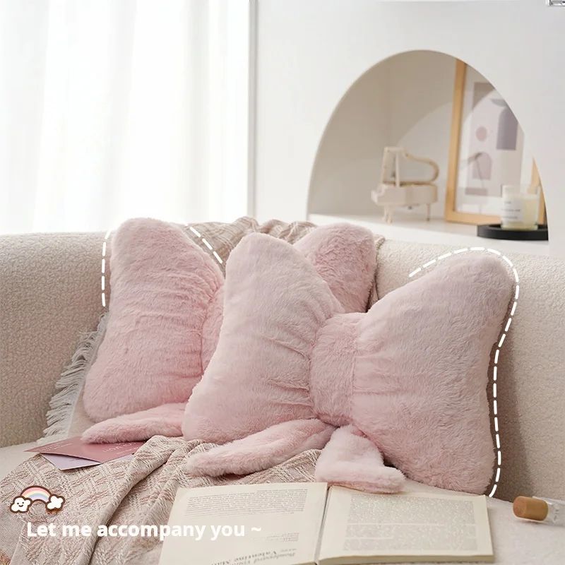 Simple bow pink sofa pillow office desk chair soft and comfo