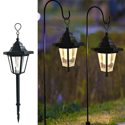 2-Pack Vintage Hexagon LED Solar Lights, Outdoor Pathway Gar