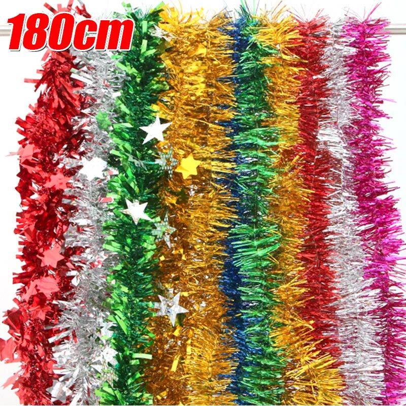 1.8M Christmas PVC Tinsel Ribbon Garlands Christmas Tree Han