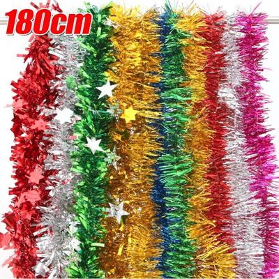 1.8M Christmas PVC Tinsel Ribbon Garlands Christmas Tree Han