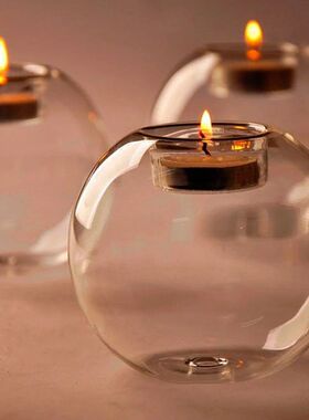European Style Round Glass Candle Holder Christmas Halloween