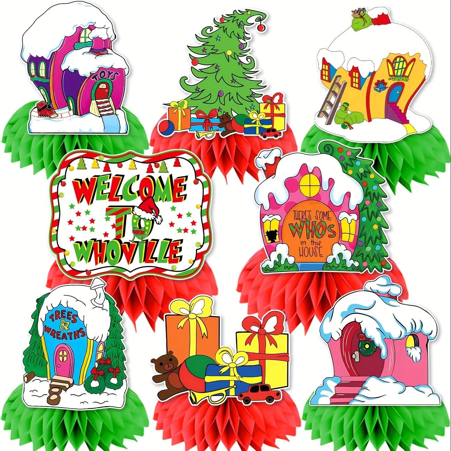 Whoville Christmas Decorations, 8 Pcs Welcome to Whoville De