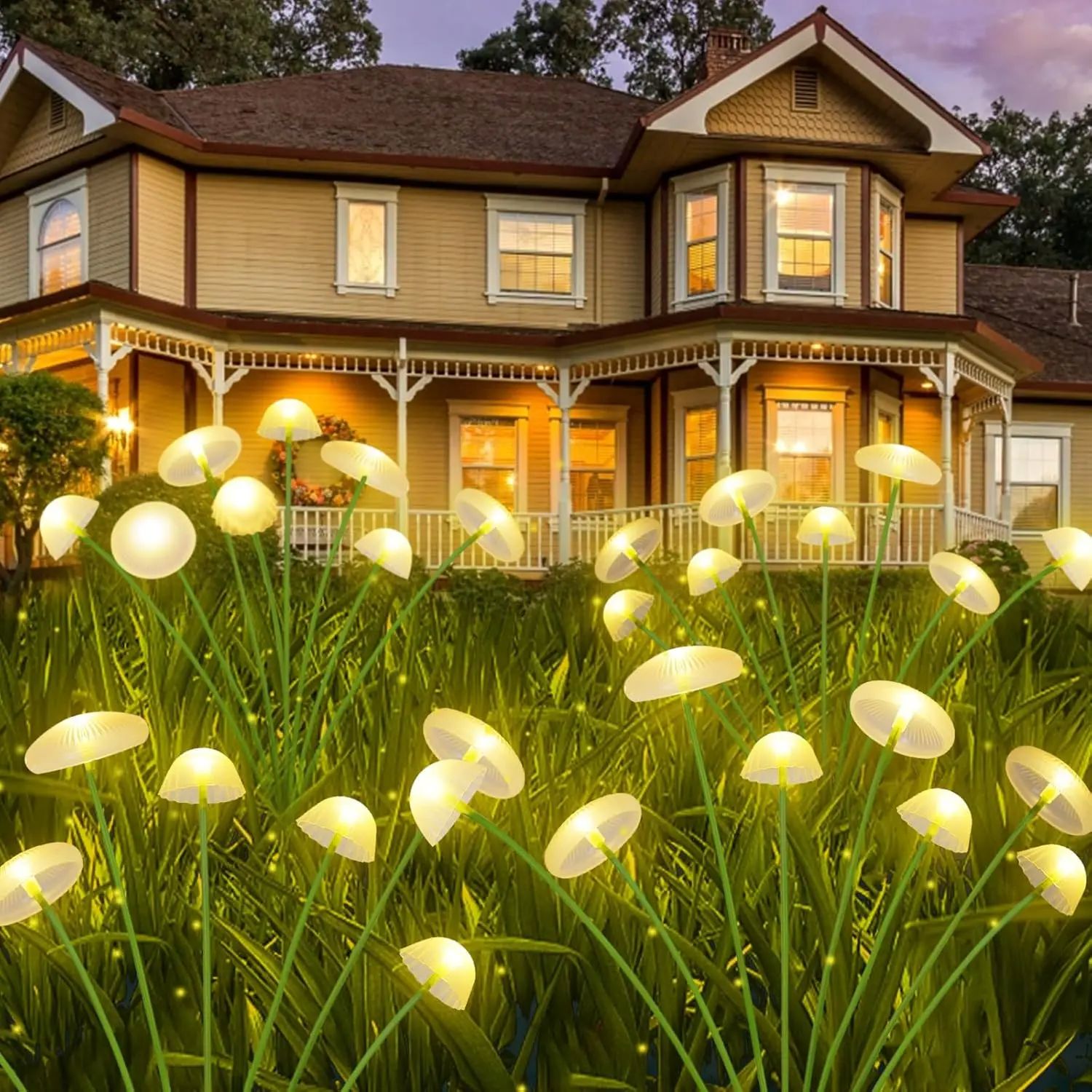 LED solar jellyfish mushroom lamp, used for outdoor courtyar