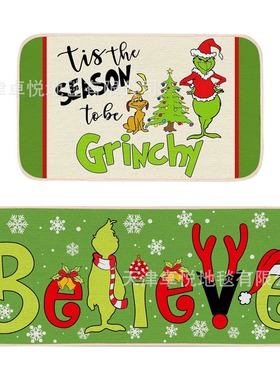 Christmas Grinch Floor Mat Kitchen Water Absorbent Foot Mat