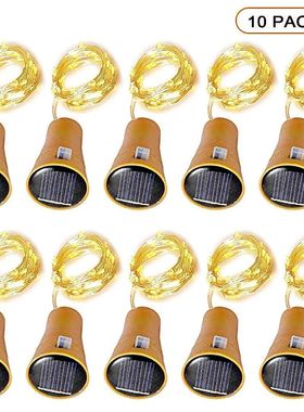 10/20LEDs Solar Wine Bottle String Light Solar Copper Wire F