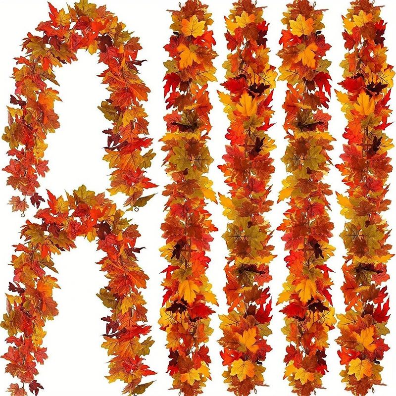 2M Artificial Fall Maple Leaf Garland Fake Plants Autumn Dec