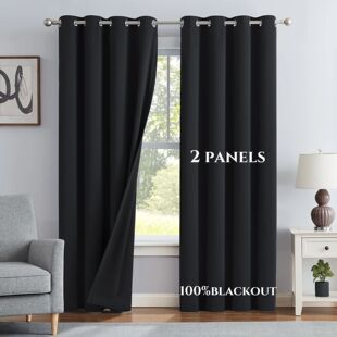 2pcs Modern 100% Blackout Solid Curtains, Window Curtains fo