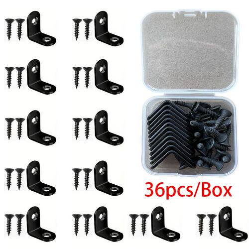 36pcs/Box Black L-shaped right Angle Support Accessories wit