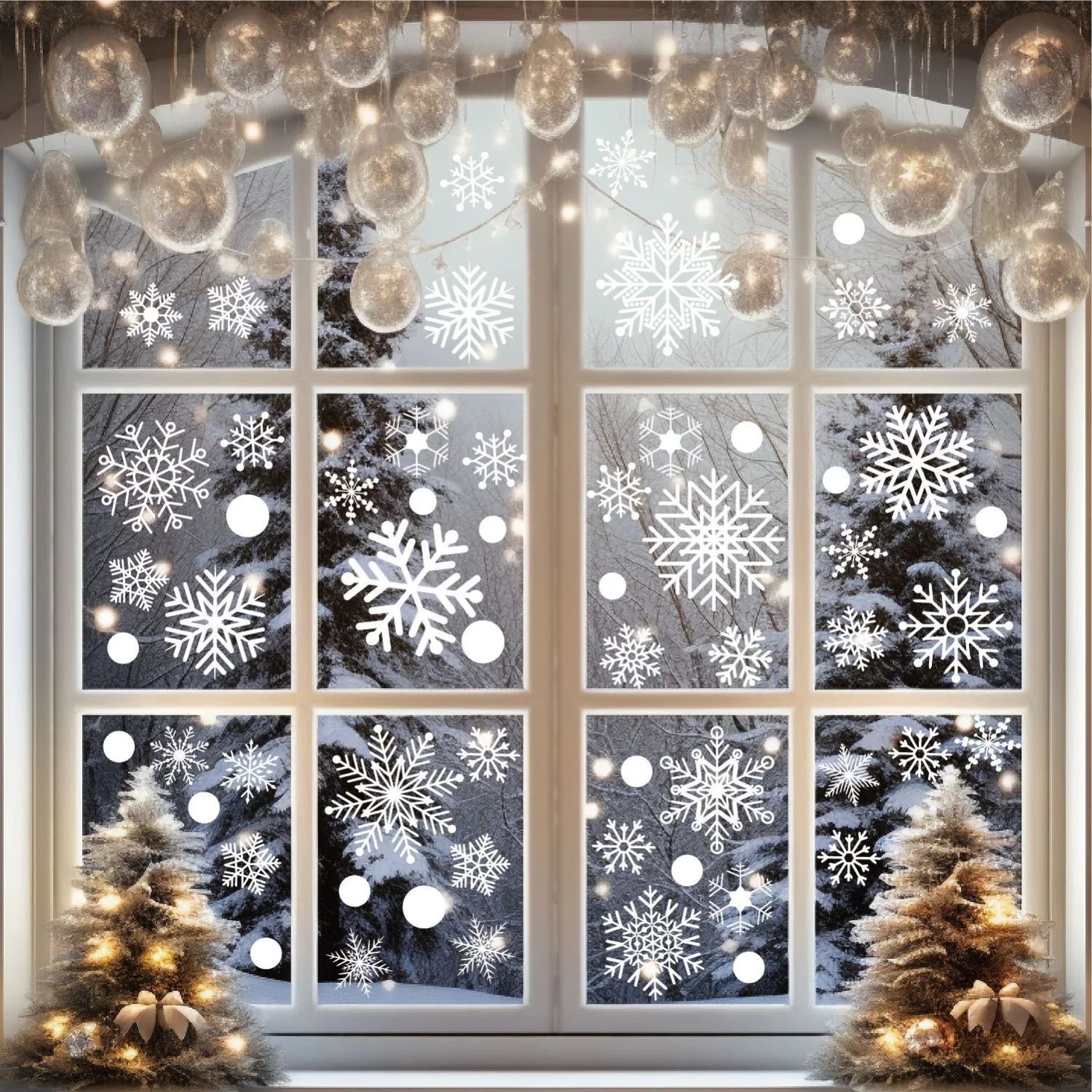 137pcs Snowflake Window Clings Electrostatic White Static De