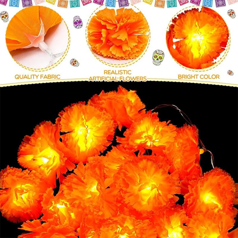 Mexican Marigold Artificial Flowers Day of The Dead DIY Home