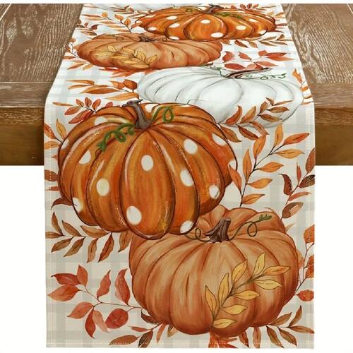 Autumn Polka Dot Pumpkin Table Runner, Featuring Orange Polk