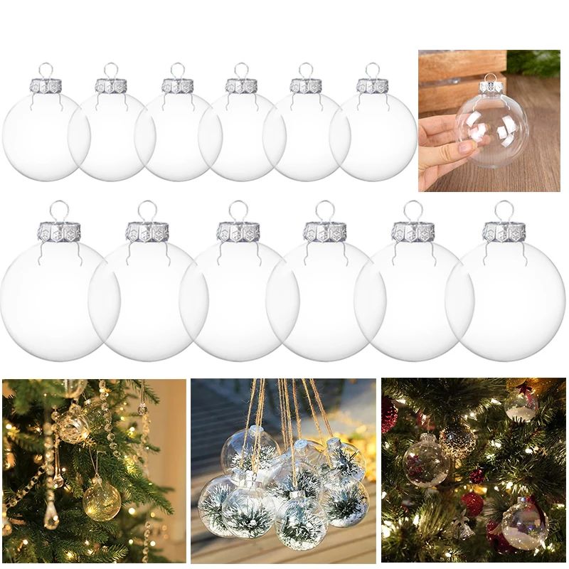 6Pcs 6/8cm Transparent Christmas Ball Pendant Christmas Deco
