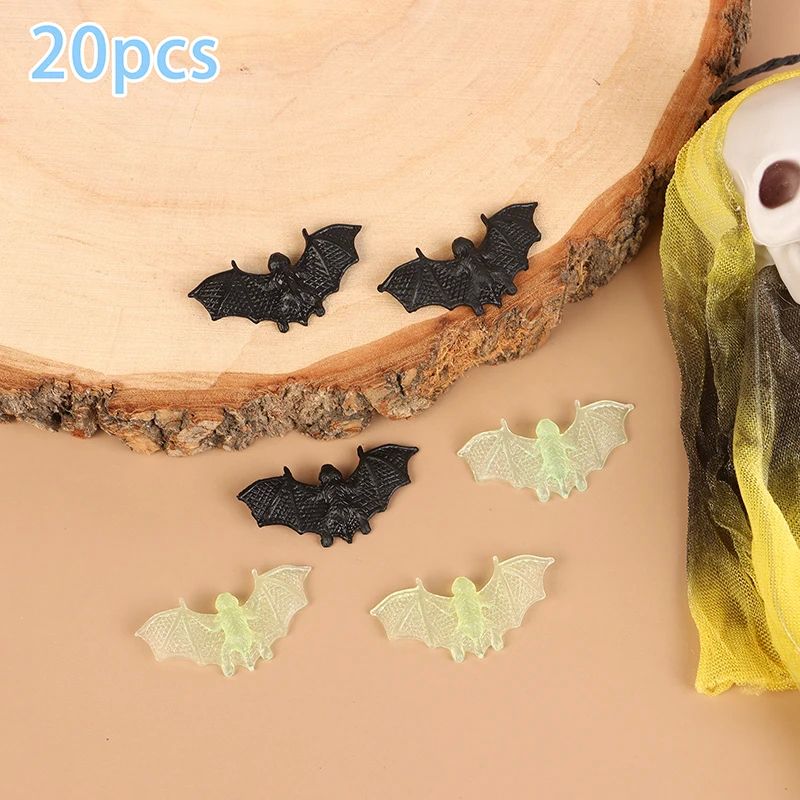 20pcs Plastic Black Luminous Fake Bat Halloween Decoration H