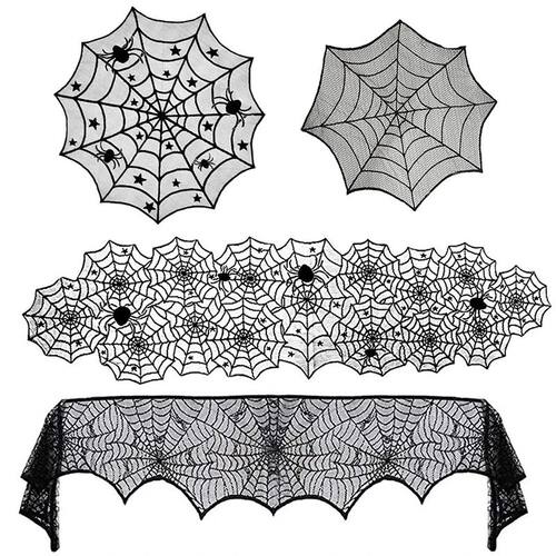 Halloween Decoration Lace Spider Web Skeleton Skull Tableclo