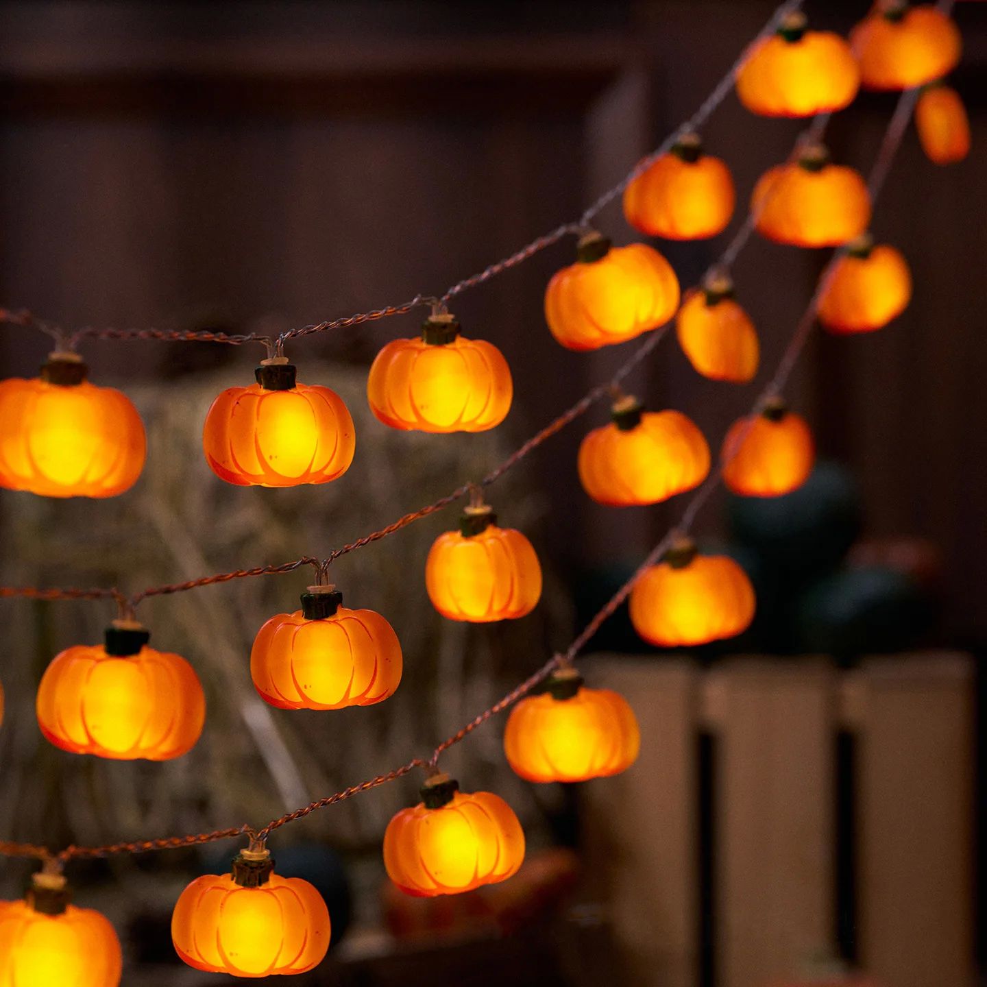 1.5/3m Halloween LED Pumpkin Light String Nut Maple Leaf Lam