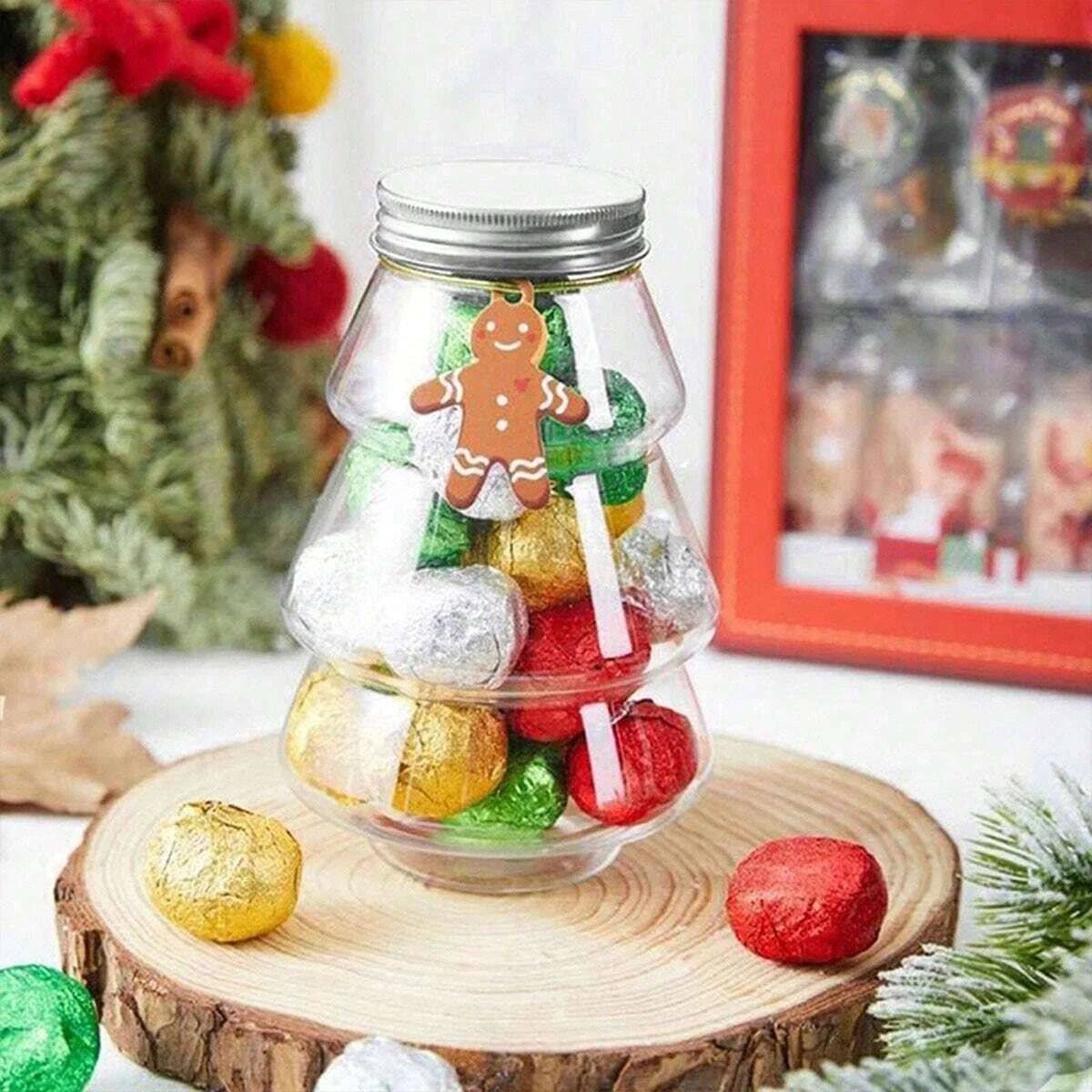 1-15pc 500ml Christmas Candy Biscuits Bottle Christmas Tree