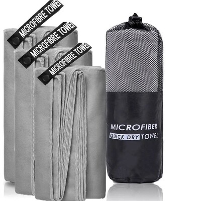 Microfiber Quick Dry Gym Towel Silver ION OdorFree Absorbent